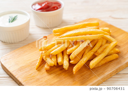 French fries with sour cream and ketchup 90706431
