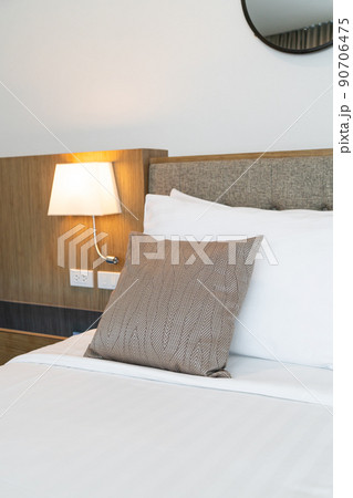 Pillow on bed decoration room interior Pillow on bed decoration room interior 90706475