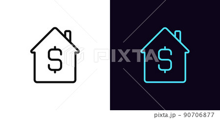 Outline home icon with editable stroke. Home with dollar sign, house buy and sell pictogram. Real estate insurance Outline home icon with editable stroke. Home with dollar sign, house buy and sell pictogram. Real estate insurance 90706877