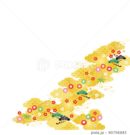 背景素材-和柄松竹梅2022-3白 背景素材-和柄松竹梅2022-3白 90706885