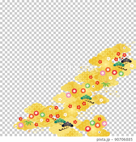 背景素材-和柄松竹梅2022-3白 背景素材-和柄松竹梅2022-3白 90706885
