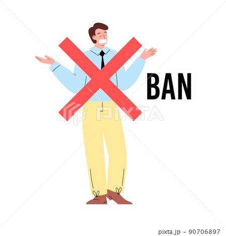 Person Got Ban In Social Media Cartoon Flat のイラスト素材