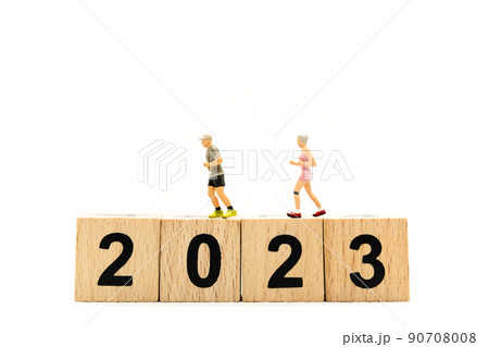 Miniature People Runner With Number 2023 On Block 90708008