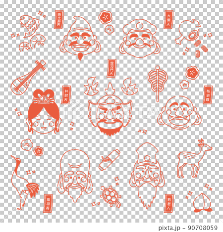 Illustration of Seven Lucky Gods items 90708059