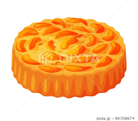 Baked Apricot Pie Made from Pastry Dough with Sweet Fruit Filling Vector Illustration 90708674