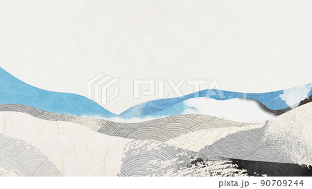 和紙と和柄を使った抽象的な背景素材　和モダン 90709244