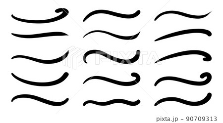 Swoosh, swash underline stroke set. Hand drawn swirl swoosh underline calligraphic element 90709313