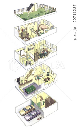 4階建てマンションパース　カラー・カンプ用 90711287