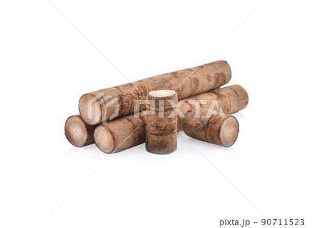 Burdock roots isolated white background. 90711523