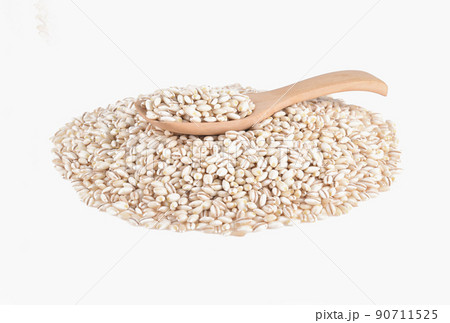 Heap of pearl barley isolated on white 90711525