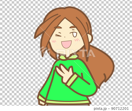 Brown hair ponytail girl peace sign wink very smile Brown hair ponytail girl peace sign wink very smile 90712201