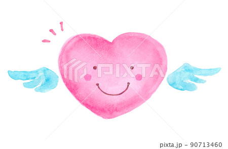 羽のついたかわいいハートのイラスト素材