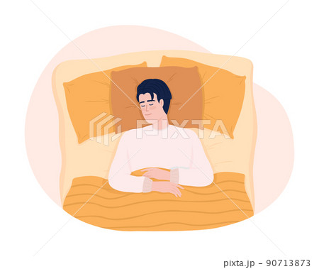 Sleeping With Pillow Between Legs 2d Vector Isolated Illustration