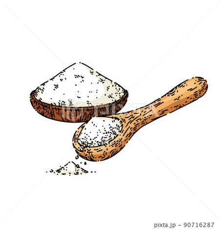 salt in wooden spoon sketch hand drawn vector - Stock Illustration  [90716287] - PIXTA