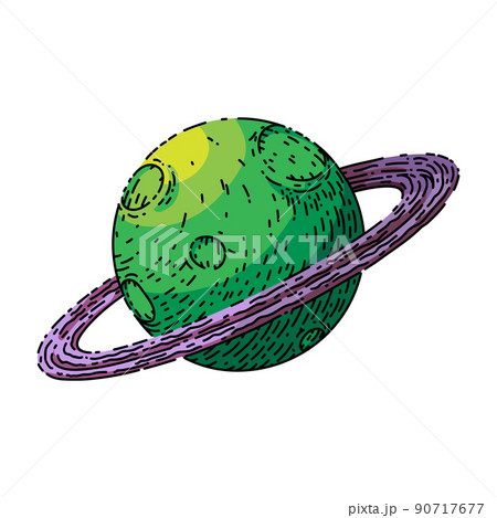 planet galaxy sketch hand drawn vector 90717677