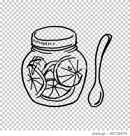 Simple illustration pen drawing honey lemon Simple illustration pen drawing honey lemon 90718479