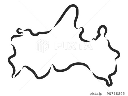 手描き風の山口県 90718896