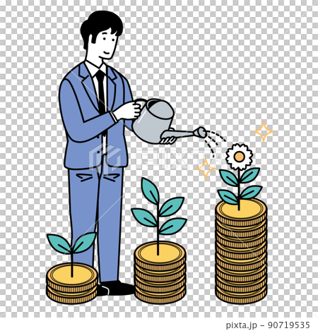 A simple illustration of a man raising money 90719535