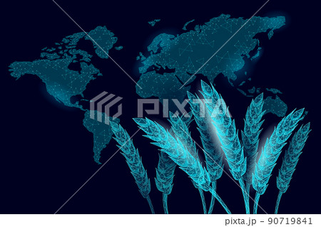 3D wheat ears grain. World food Day hunger awareness. Help charity food help global international refugees vector illustration 90719841