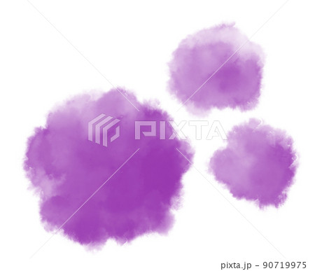 Colorful purple watercolor blobs drops brush hand painting illustration 90719975