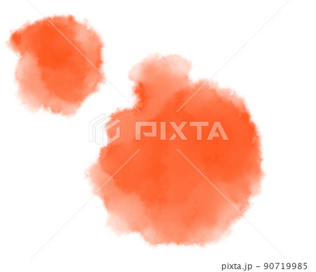 Colorful orange watercolor blobs drops brush hand painting illustration Colorful orange watercolor blobs drops brush hand painting illustration 90719985