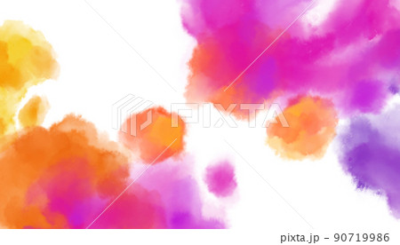 Colorful rainbow watercolor blobs banner brush hand painting illustration 90719986