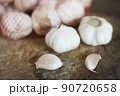 fresh garlic on wooden background 90720658