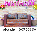 empty sofa on birthday party 90720660
