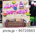 empty sofa on birthday party 90720663