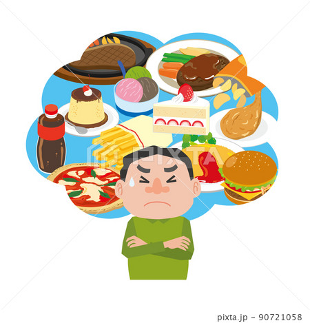 健康のために食べるのをがまんする男性 90721058