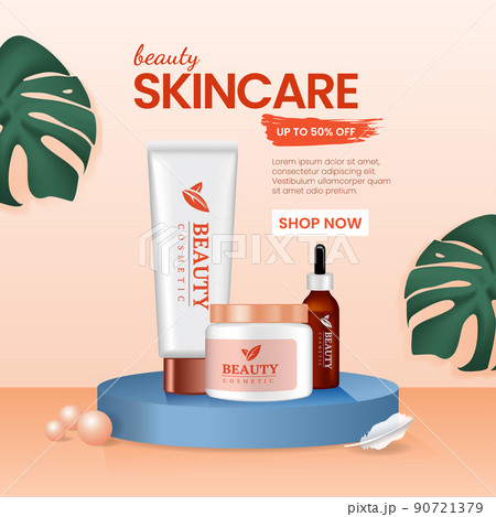 Beauty skincare product square banner Beauty skincare product square banner 90721379