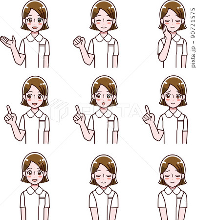 白衣の女性のイラストセット 白衣の女性のイラストセット 90721575