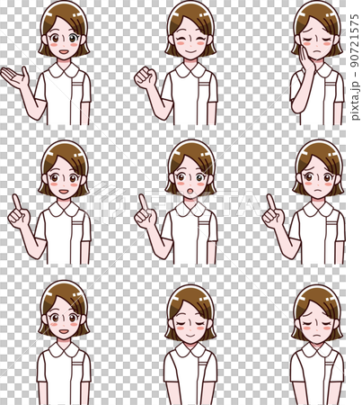 白衣の女性のイラストセット 白衣の女性のイラストセット 90721575
