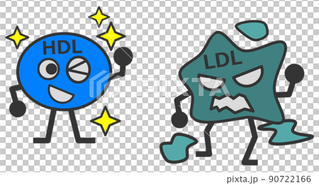 善玉と悪玉と分類されるコレステロールのイラスト 90722166