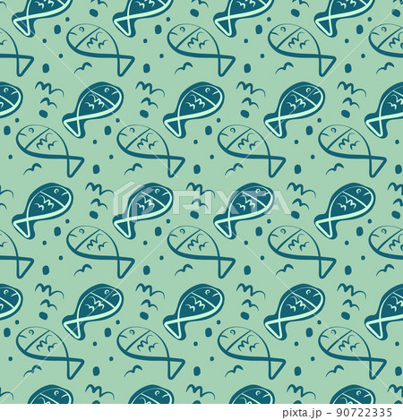 fish doodle seamless pattern 90722335