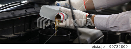 Refueling and pouring oil quality into engine motor car Refueling and pouring oil quality into engine motor car 90722809