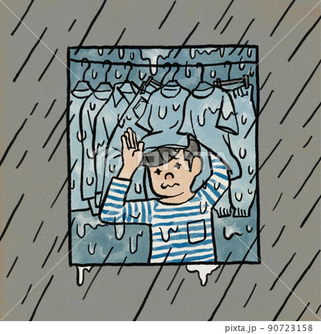 梅雨時の洗濯 90723158