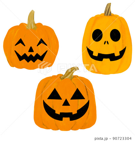 クレヨン風のハロウィン用イラスト素材-ジャックランタン- 90723304