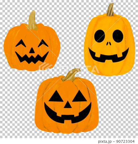 クレヨン風のハロウィン用イラスト素材-ジャックランタン- 90723304