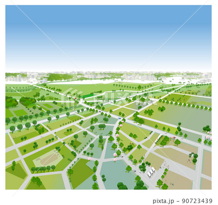 美しい街並みと暮らしの風景。人々が明るく暮らせる自然と住宅が溶け込む街づくり。 90723439