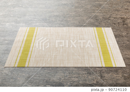 Perspective view of tablecloth for food on cement background. Empty space for your design 90724110