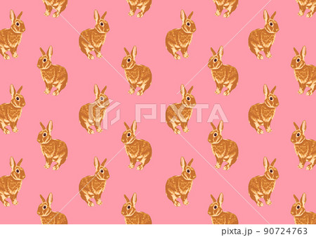 うさぎの手描き風イラストの柄a ピンク背景 のイラスト素材 うさぎの手描き風イラストの柄a ピンク背景 のイラスト素材