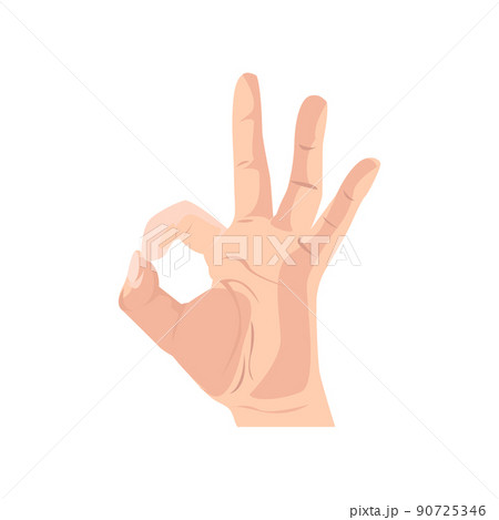Ok gesture flat icon. Colored vector element from body parts collection. Creative Ok gesture icon for web design, templates and infographics. 90725346