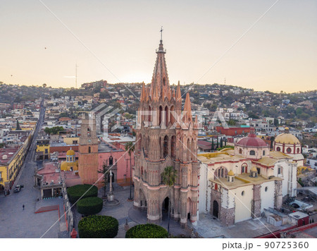 San Miguel de Allende in Guanajuato, Mexico. Aerial view at sunrise San Miguel de Allende in Guanajuato, Mexico. Aerial view at sunrise 90725360