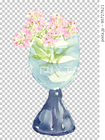 Dianthus flower in a glass [Hand-painted watercolor] Material White background Transparent background 90727621