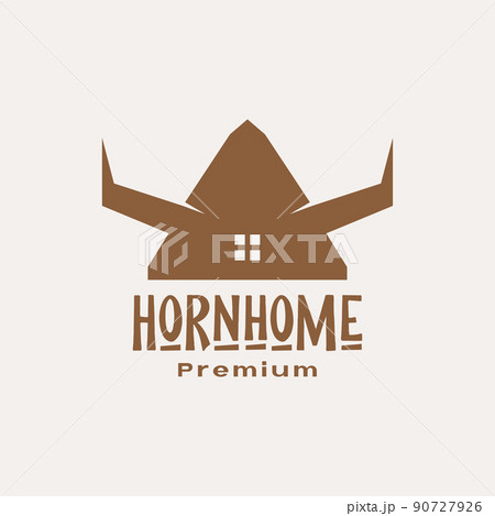 vintage roof home with horns logo design vector graphic symbol icon illustration creative idea 90727926