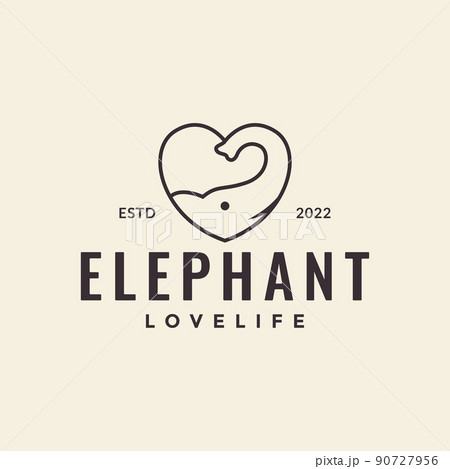 line elephant with love shape logo design vector graphic symbol icon illustration creative idea line elephant with love shape logo design vector graphic symbol icon illustration creative idea 90727956