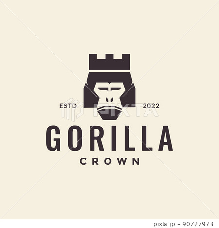 head gorilla with castle crown logo design vector graphic symbol icon illustration creative idea head gorilla with castle crown logo design vector graphic symbol icon illustration creative idea 90727973