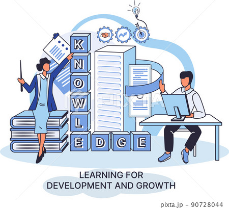Learning for development and growth. Self-learning, online emoloyee education metaphor, goal achieving Learning for development and growth. Self-learning, online emoloyee education metaphor, goal achieving 90728044