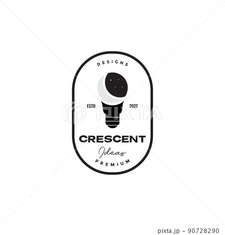 crescent with dark lamp light logo design vector graphic symbol icon illustration creative idea 90728290